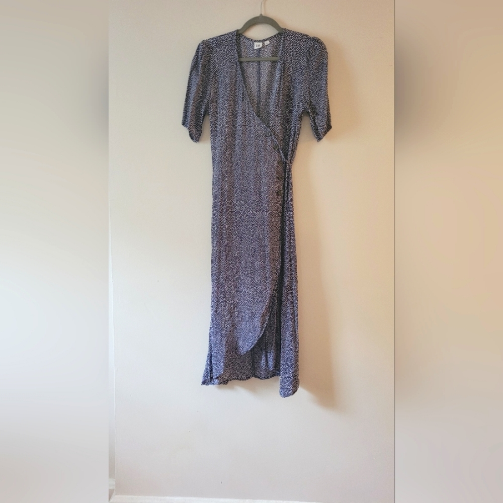 Navy Polka Dot Wrap Dress